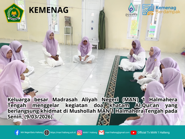 Keluarga Besar MAN 1 Halmahera Tengah Gelar Doa Khatam Al-Qur’an